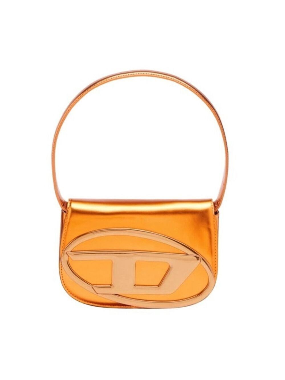DIESEL Orange 1DR Iconic Shoulder Bag in Mirrored Leather - New with defects